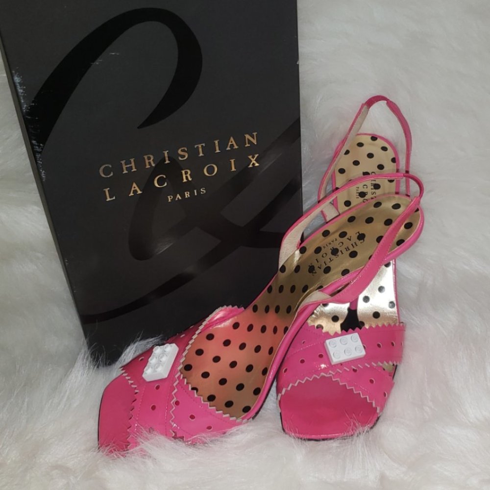 Christian LaCroix Fuchsia Patent Leather Sandal